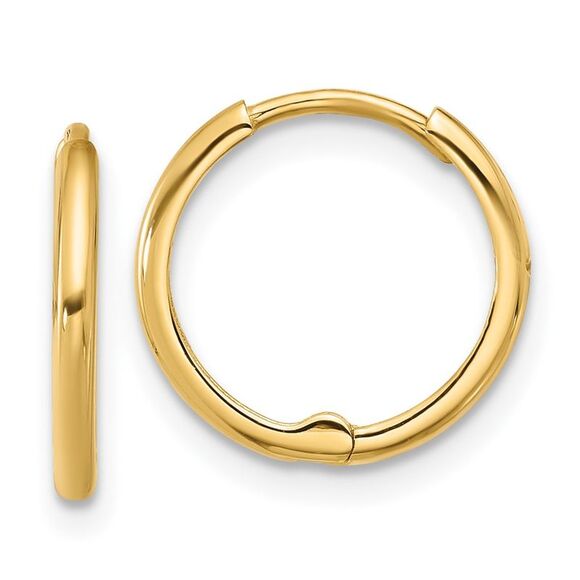 Kazi Luxury 14k Yellow Gold Polished 1.45x14mm Hinged Huggie Hoop Earrings